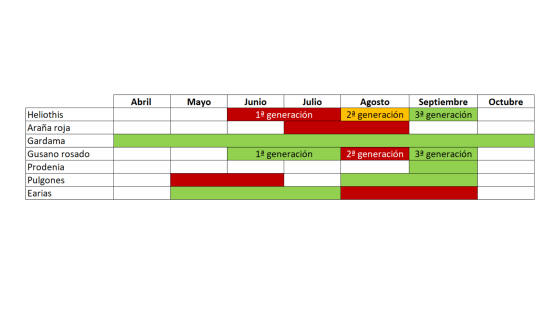 Calendario de enfermedades algodon 